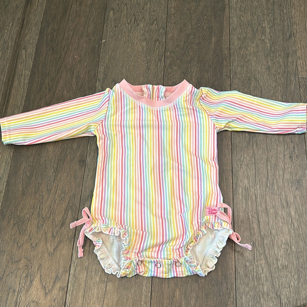 Ruffle Butts Rainbow Striped One Piece Bathing Suit